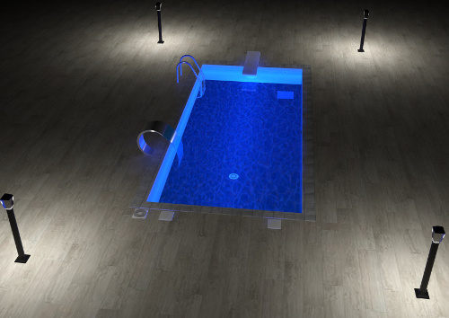 illuminazione notturna piscina led blu